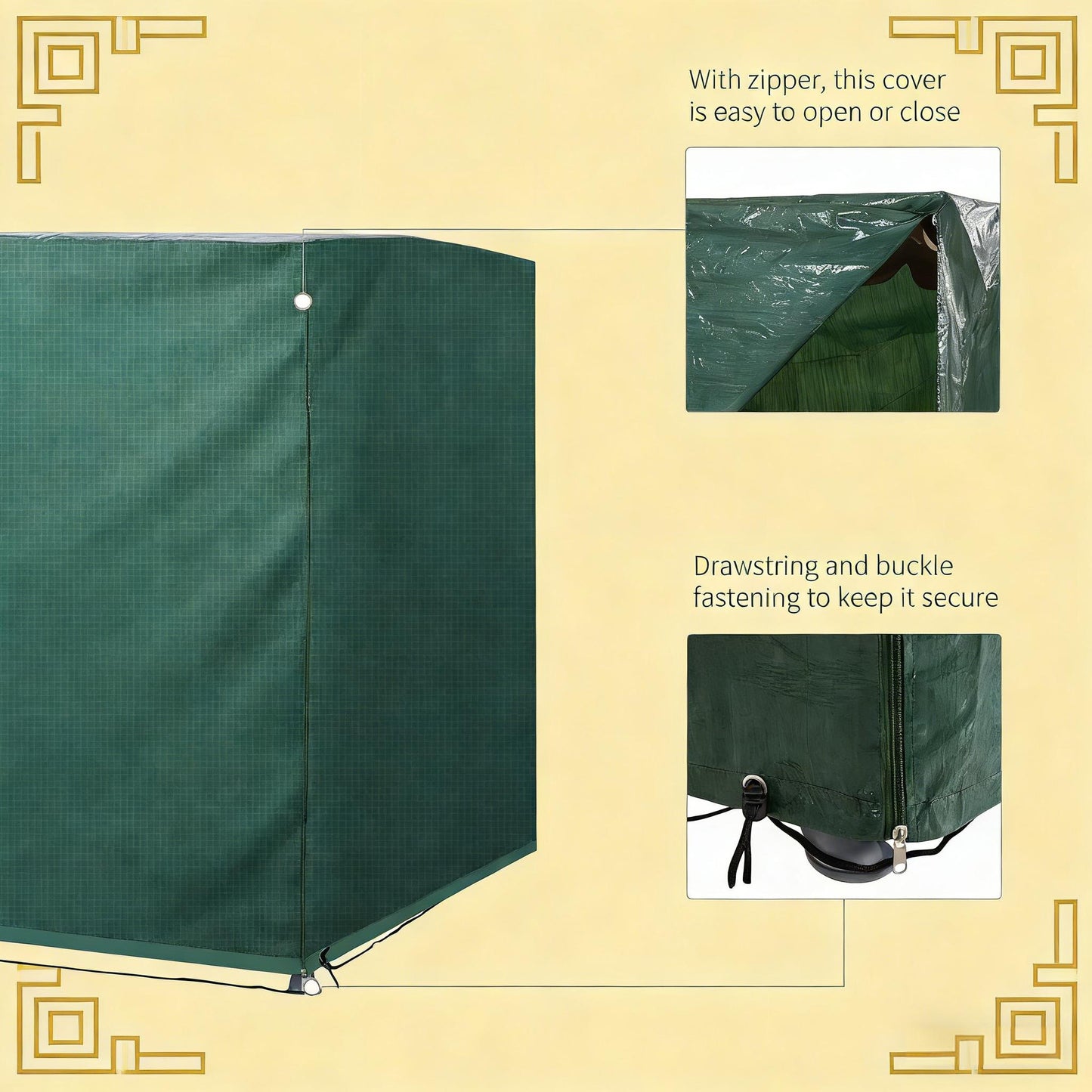 Dark Green Polyethylene Patio Swing Cover for Garden or Porch Chairs