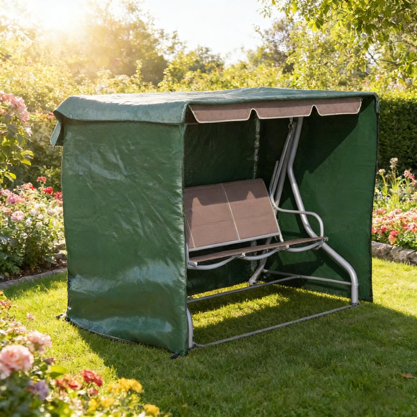 Dark Green Polyethylene Patio Swing Cover for Garden or Porch Chairs