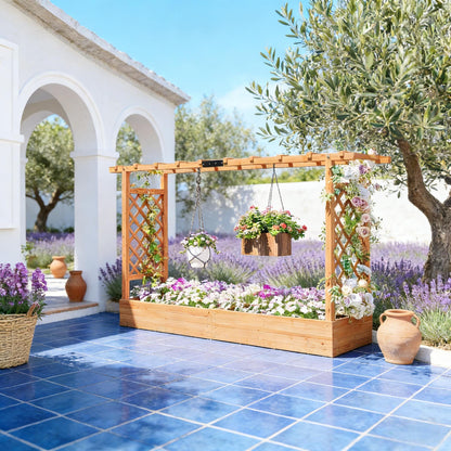 Wooden Planter Box,Trellis Planter,Raised Garden Bed