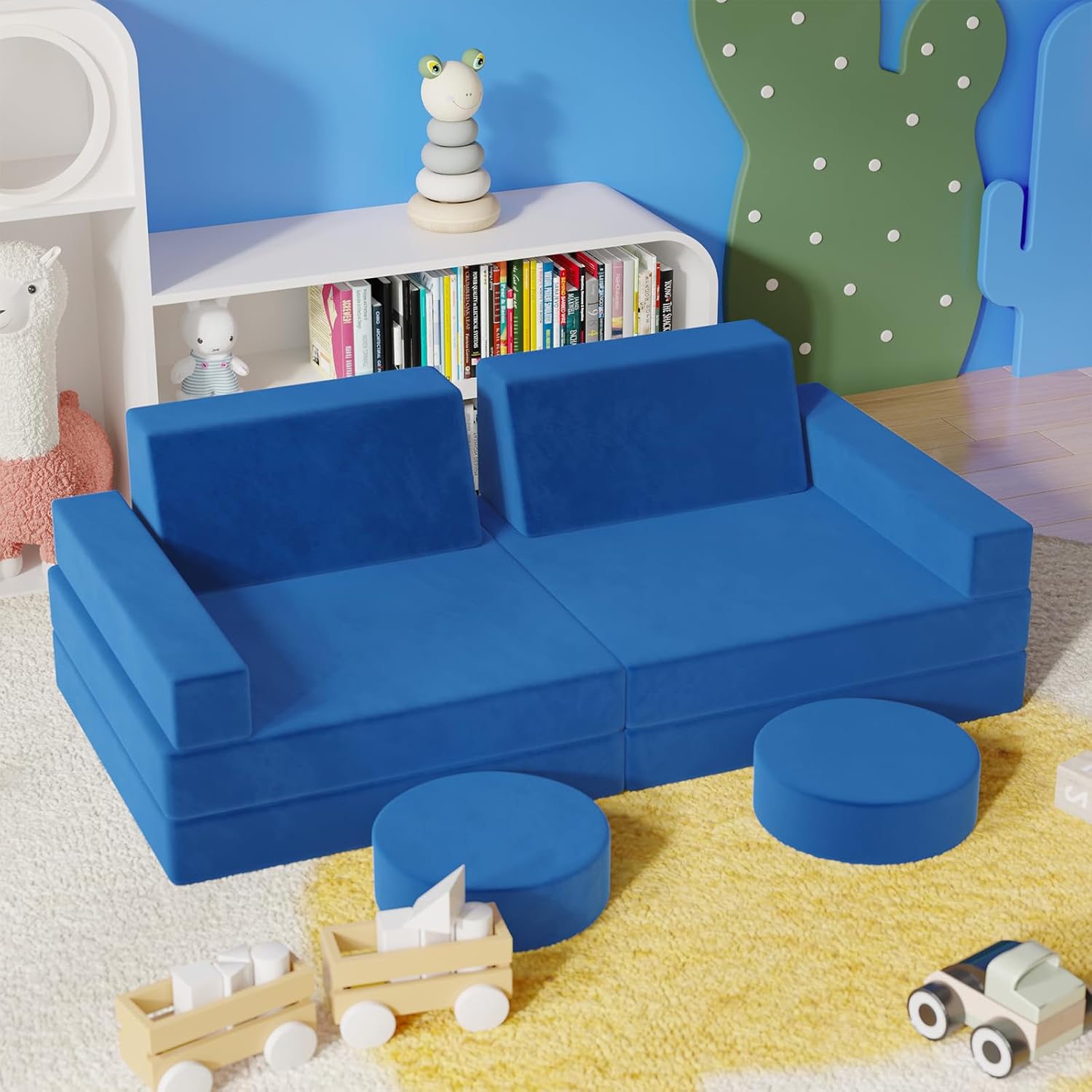 10 Piece Modular Kids Foam Sofa Set - Blue