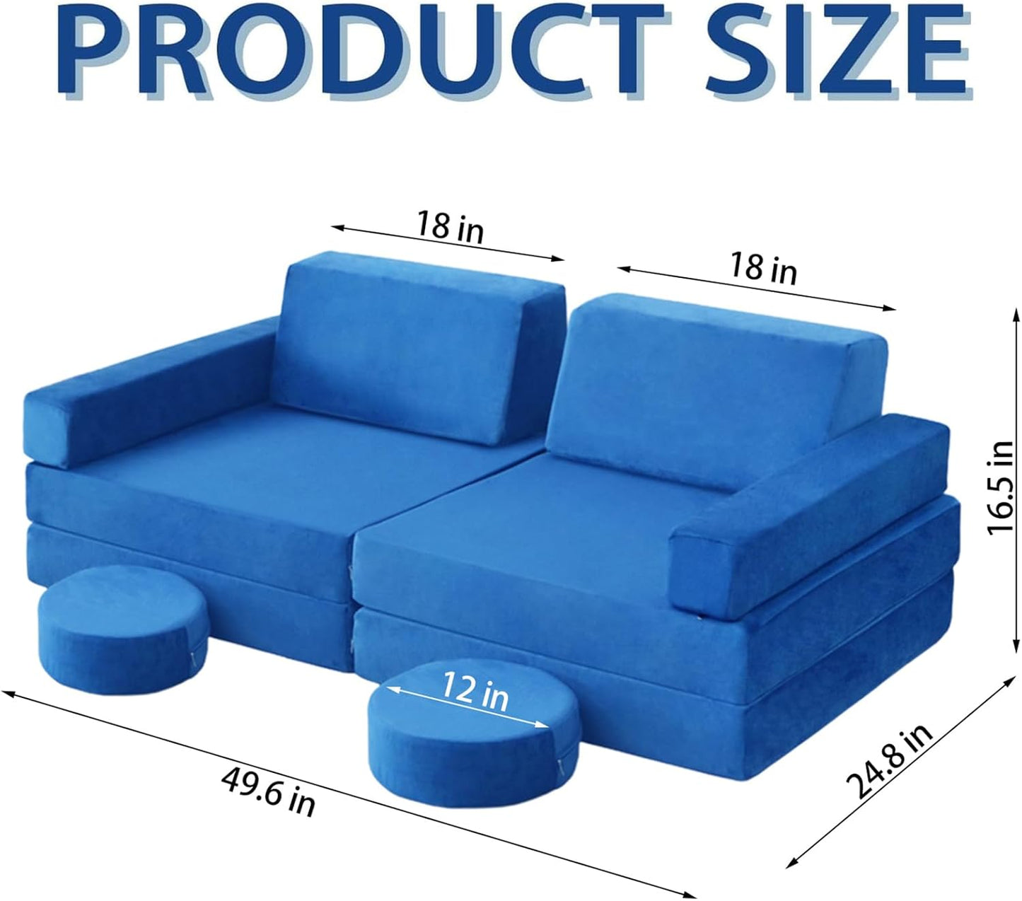 10 Piece Modular Kids Foam Sofa Set - Blue