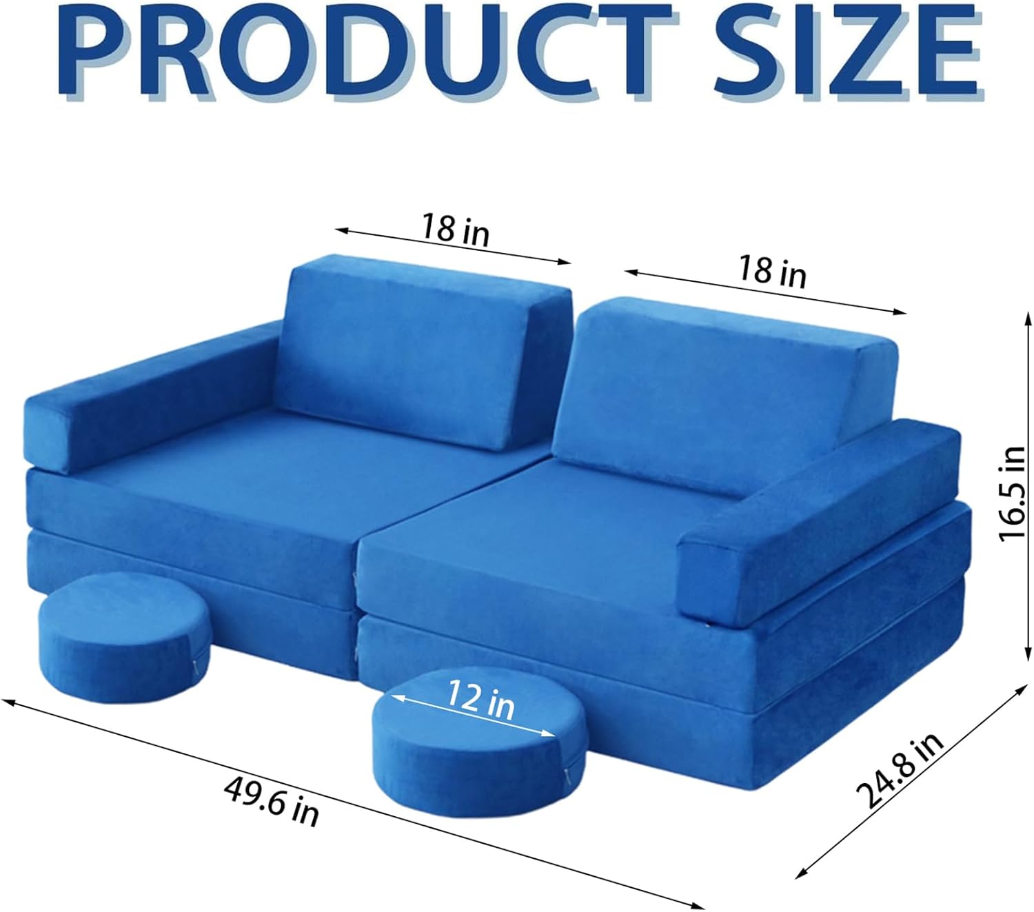 10 Piece Modular Kids Foam Sofa Set - Blue