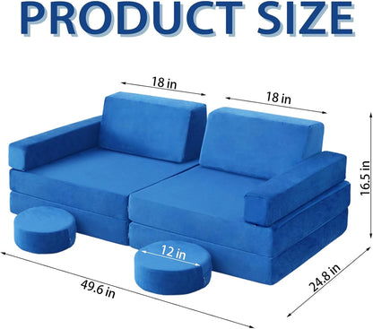 10 Piece Modular Kids Foam Sofa Set - Blue