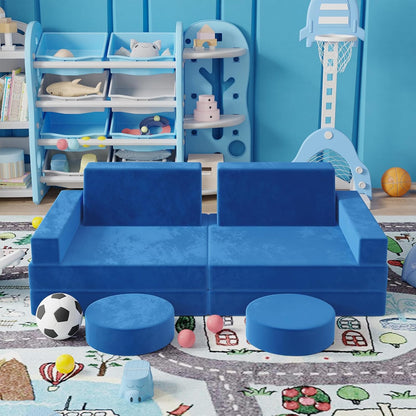 10 Piece Modular Kids Foam Sofa Set - Blue