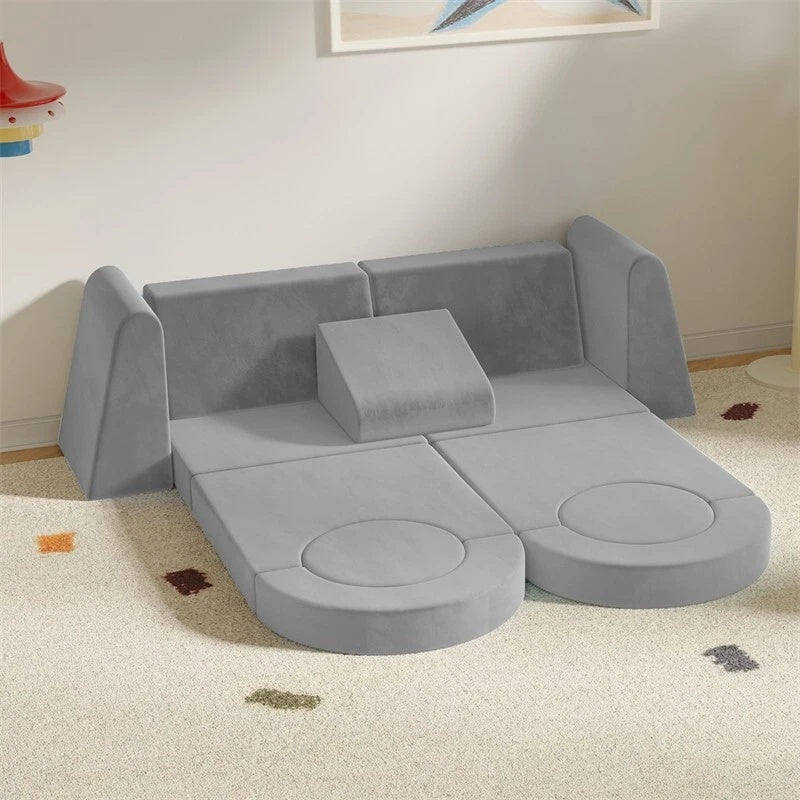 Light Gray Foam Kids Play Sofa - 13 Piece Modular Design