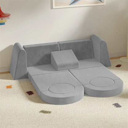 Light Gray Foam Kids Play Sofa - 13 Piece Modular Design