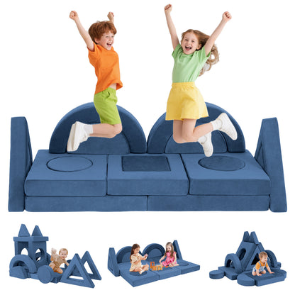16 PCS Modular Kids Play Couch, Convertible Foam Toddler Sofa Bed with Washable Covers, Versatile Creative Fort Building Set for Boys Girls, Ideal for Playroom Bedroom