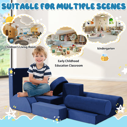 Blue Foam Play Couch for Kids - Modular & Convertible