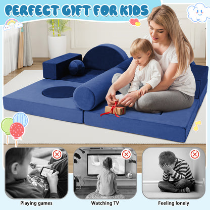 Blue Foam Play Couch for Kids - Modular & Convertible