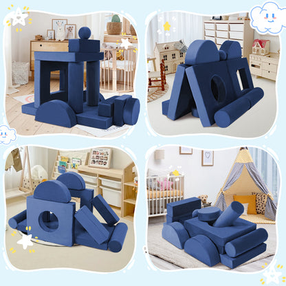 Blue Foam Play Couch for Kids - Modular & Convertible