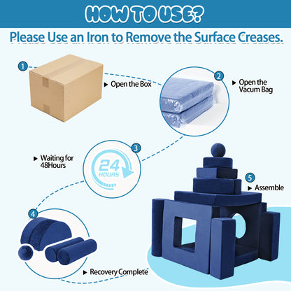 Blue Foam Play Couch for Kids - Modular & Convertible