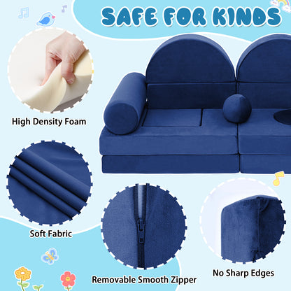 Blue Foam Play Couch for Kids - Modular & Convertible