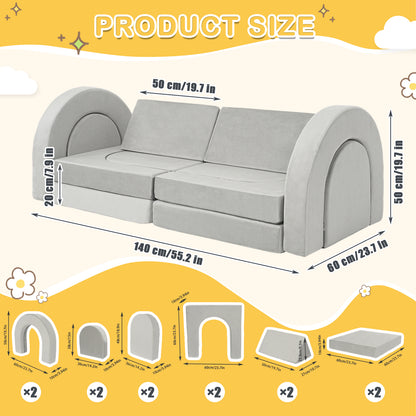 12Pcs Kids Modular Sofa - Toddler Couch for Playroom & Bedroom