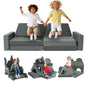 15 Pieces Modular Kids Sectional Sofa, DIY Convertible Foam Toddler Play Couch, Versatile Play Furniture for Children Bedroom Playroom Living Room