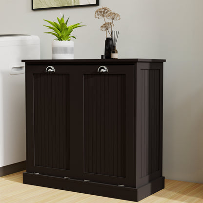 Black Tilt-Out Laundry Sorter Cabinet - MDF Storage for Living Room