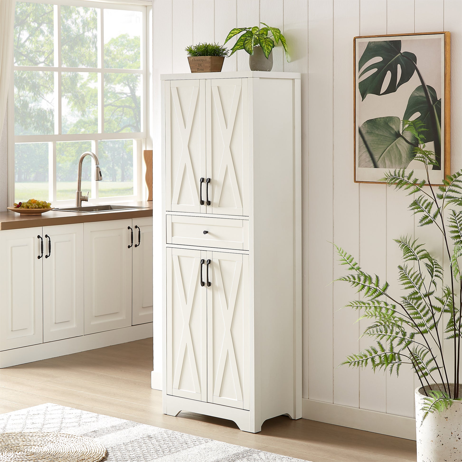 68"high living room sideboard, multi-functional combination TV cabinet sideboard, large capacity storage cabinet, can be used in living room, bedroom,office area, white, 23.7''L x 15.0''W x 68''H.