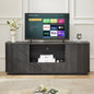 64-Inch Wavy TV Stand, Rounded Sideboard, Storage Cabinet, Wooden Vertical Stripe Cabinet for Living Room/Bedroom/Entryway. Black,64''W x 15''D x 24''H.