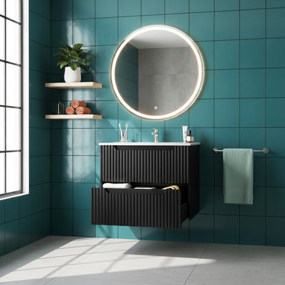 Goodyo 24" Wall Mounted Bathroom Vanity with Sink - Black