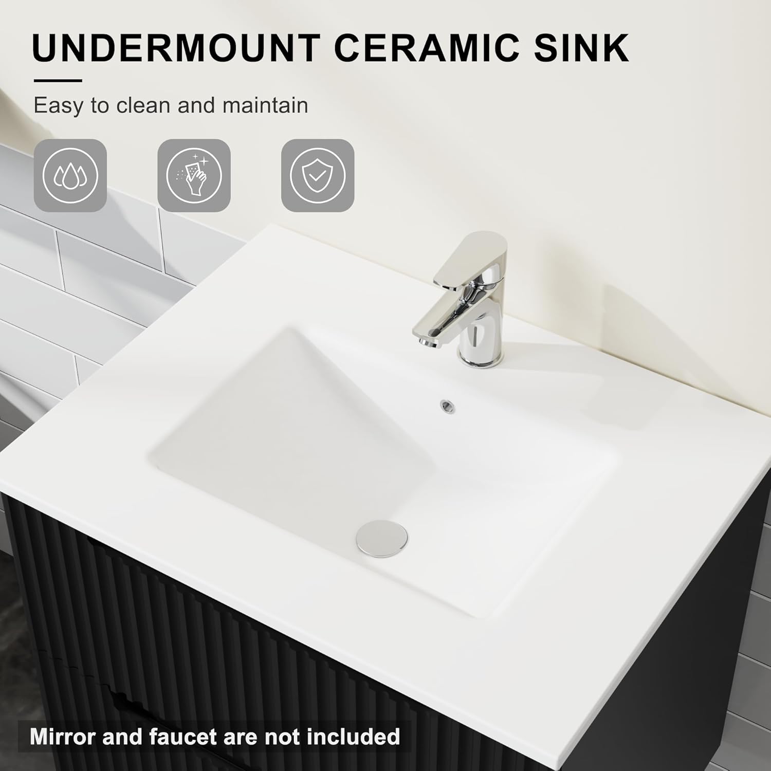 Goodyo 24" Wall Mounted Bathroom Vanity with Sink - Black