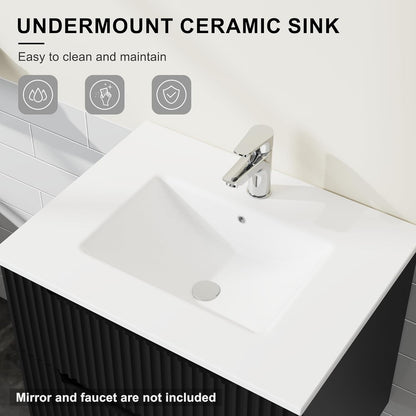 Goodyo 24" Wall Mounted Bathroom Vanity with Sink - Black