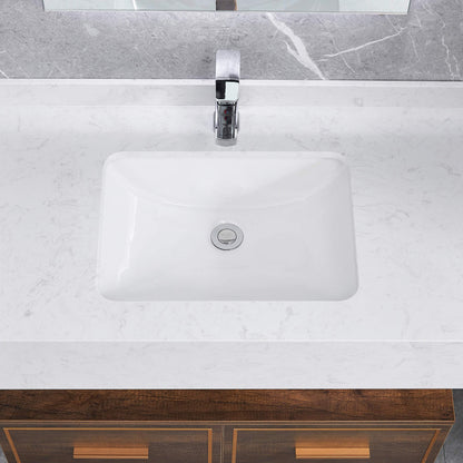 White Ceramic Bathroom Vanity Sink - Undermount Design