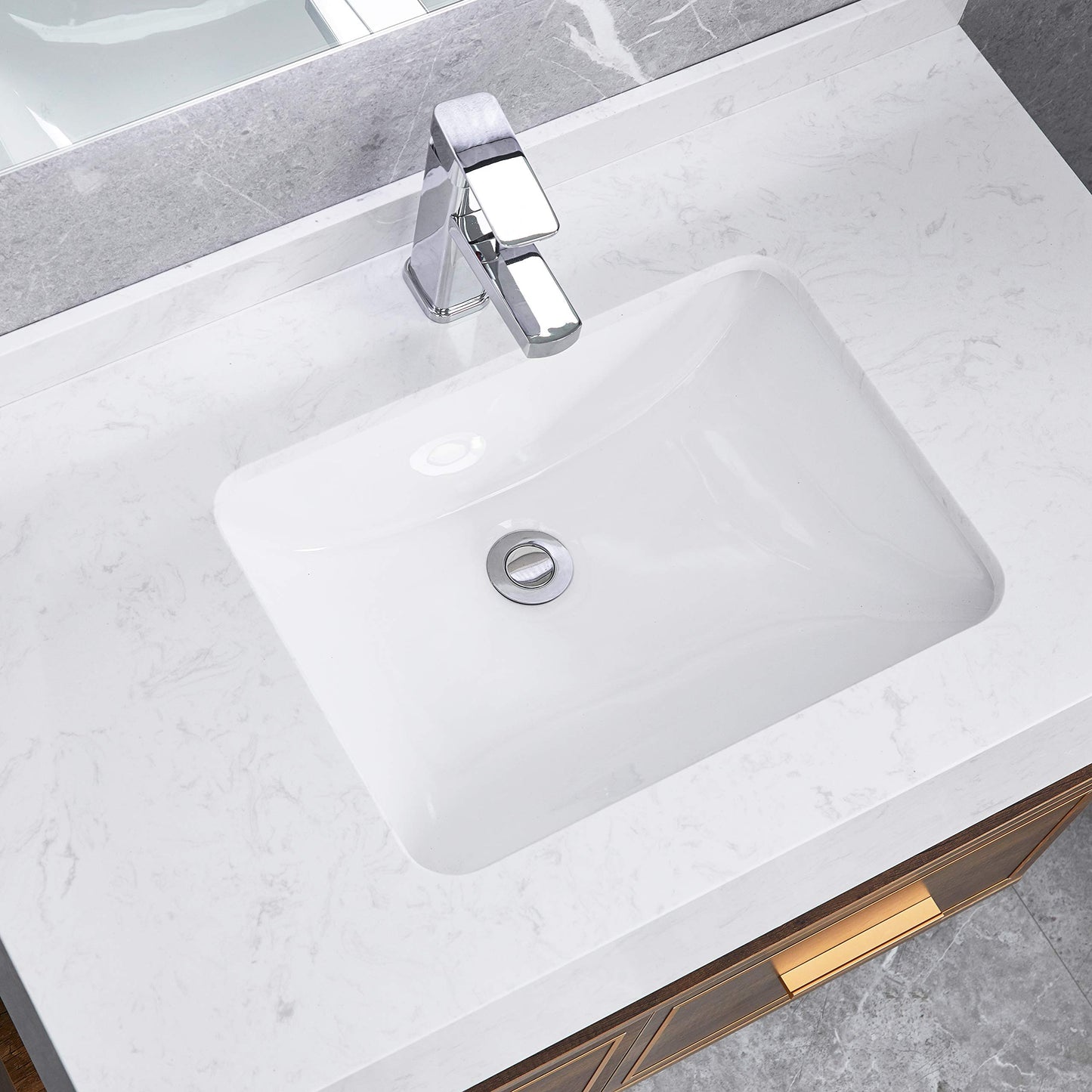 White Ceramic Bathroom Vanity Sink - Undermount Design