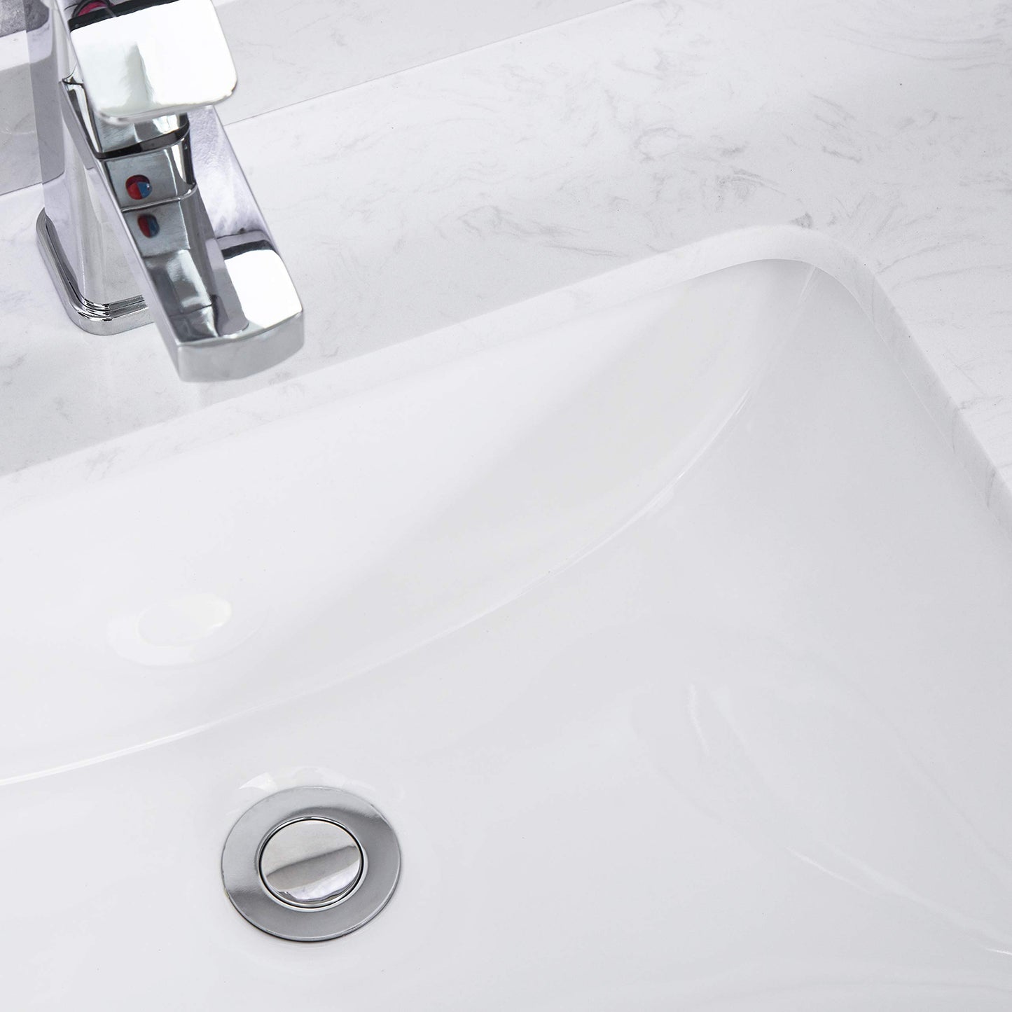 White Ceramic Bathroom Vanity Sink - Undermount Design
