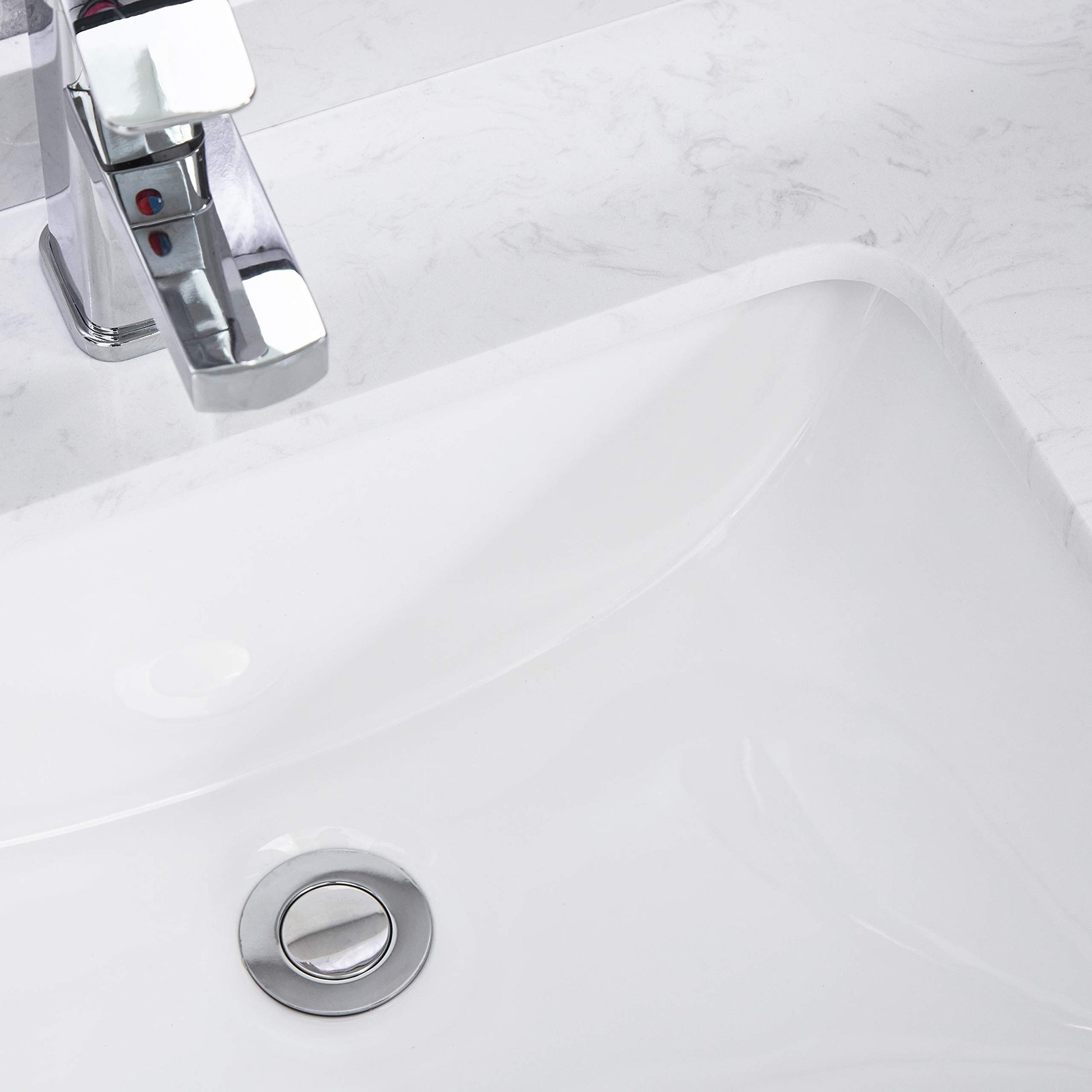 White Ceramic Bathroom Vanity Sink - Undermount Design