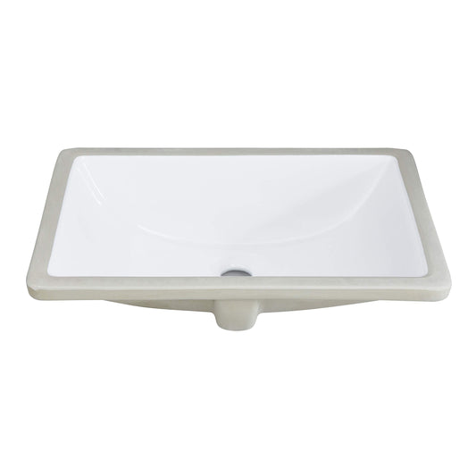White Rectangular Undermount Bathroom Sink With Overflow