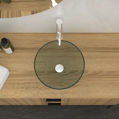 Clear Tempered Glass Vessel Sink - Bathroom Vanity with Chrome Faucet