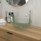Bathroom Artistic Tempered Glass Vessel Bathroom Sink with Chrome Faucet and Pop-up Drain, Clear