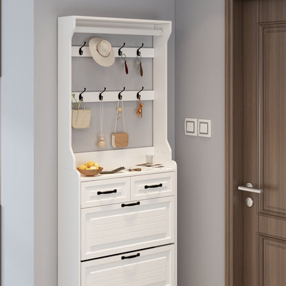 White Shoe Cabinet with 3 Doors & 2 Drawers - Storage Solutions