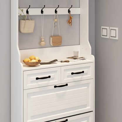 White Shoe Cabinet with 3 Doors & 2 Drawers - Storage Solutions