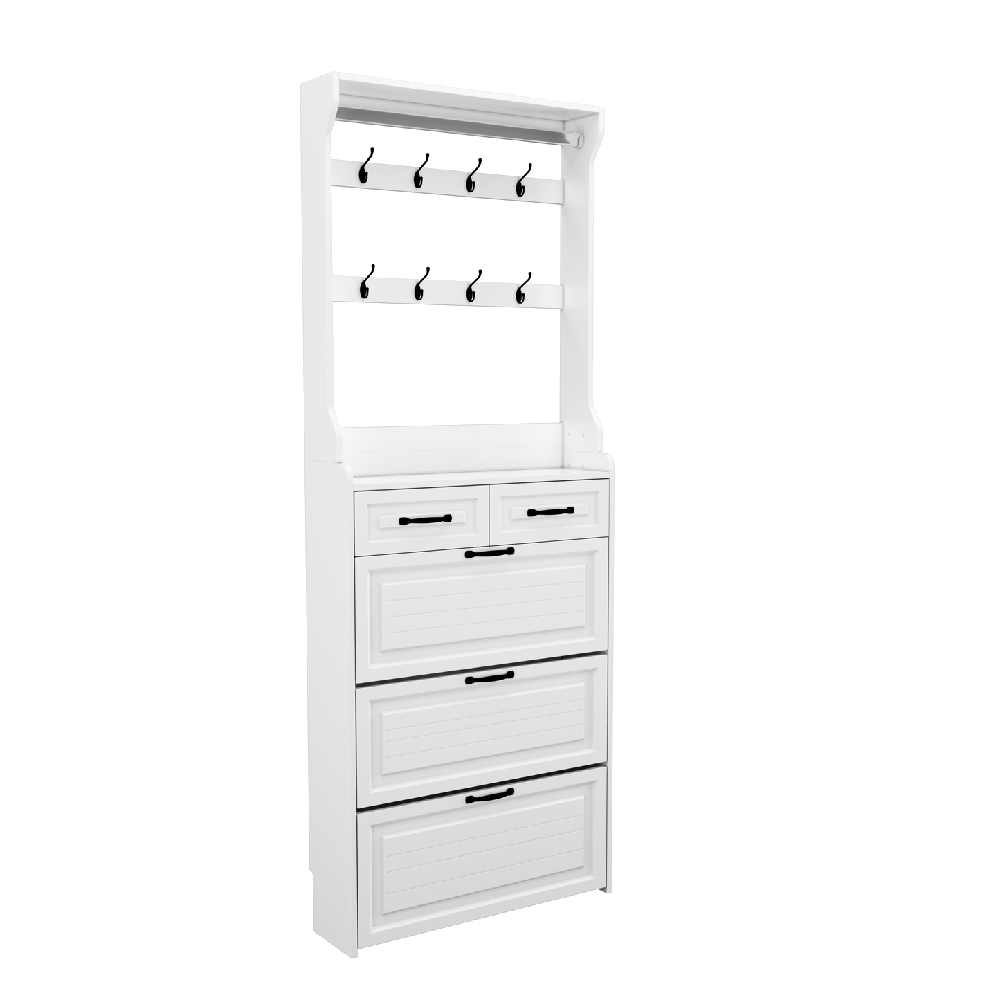 White Shoe Cabinet with 3 Doors & 2 Drawers - Storage Solutions