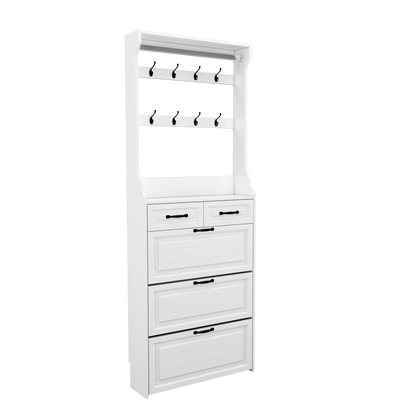 White Shoe Cabinet with 3 Doors & 2 Drawers - Storage Solutions