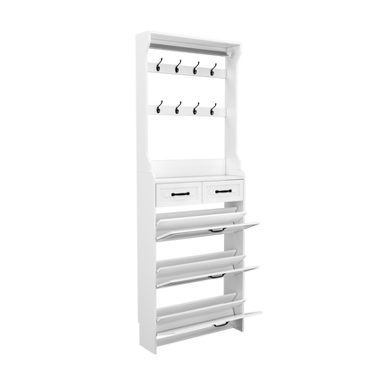 White Shoe Cabinet with 3 Doors & 2 Drawers - Storage Solutions