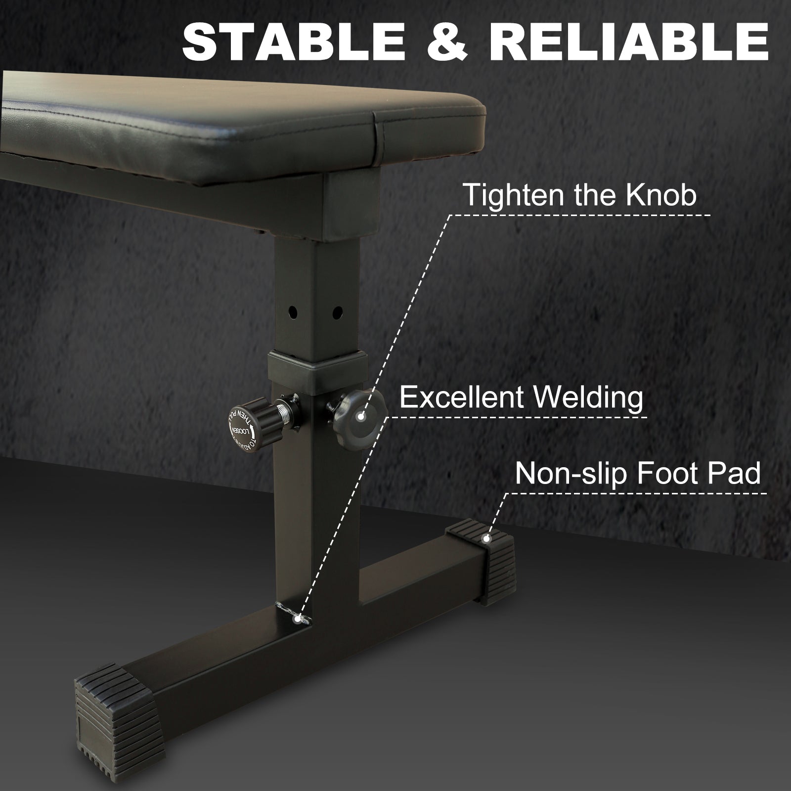 Black Steel Weight Bench - 440lb Capacity
