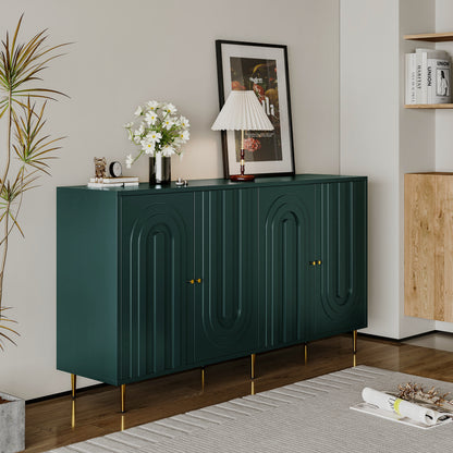 Green MDF Cabinet - 4 Door Storage Sideboard