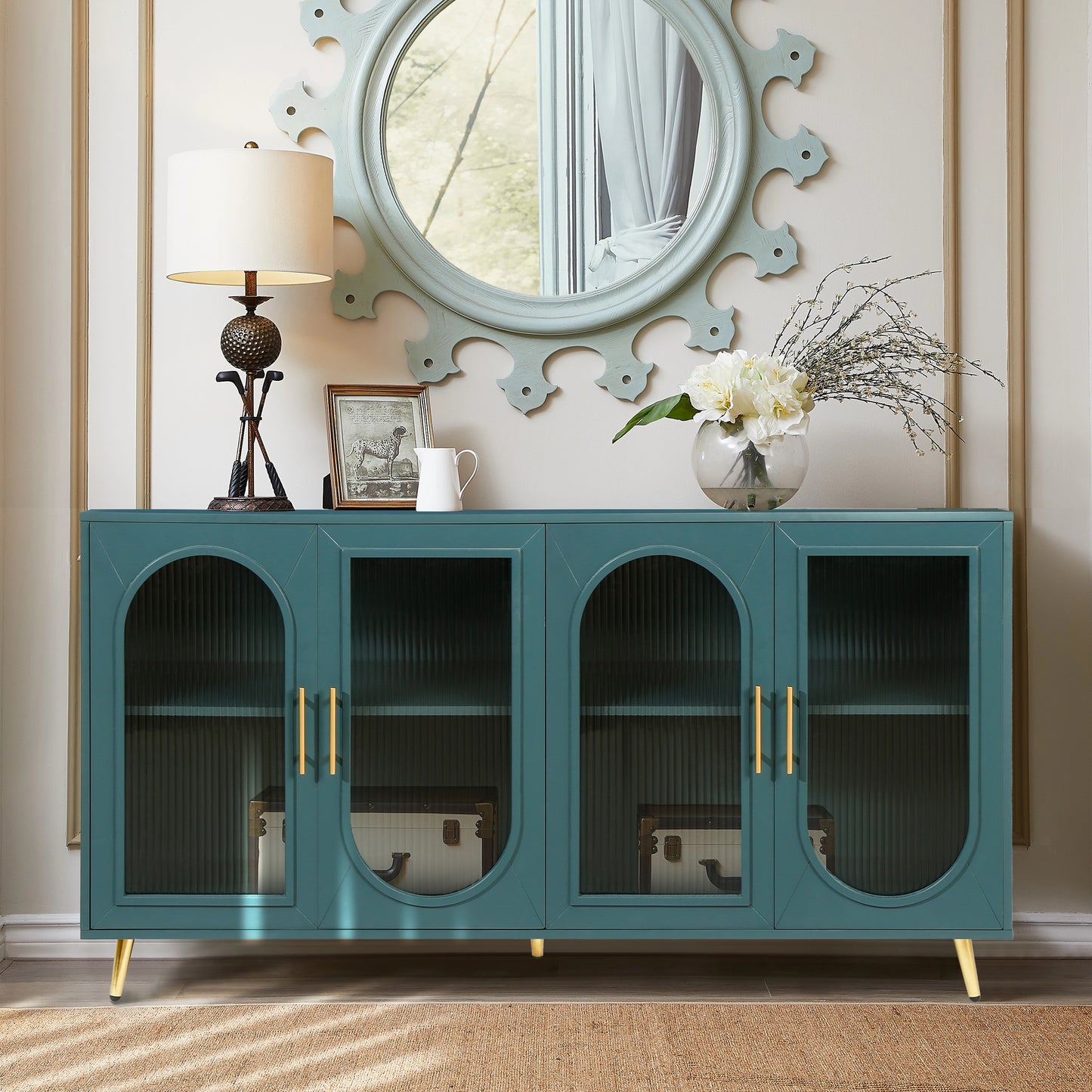 Navy Blue MDF TV Stand with Storage - 60" Media Cabinet