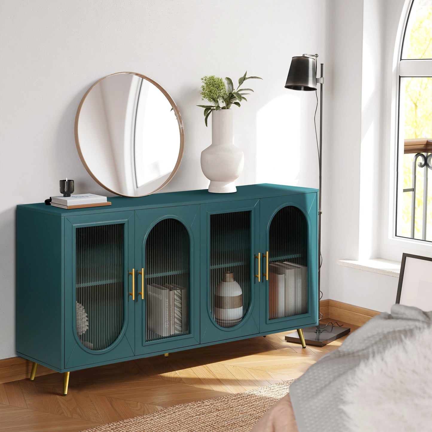 Navy Blue MDF TV Stand with Storage - 60" Media Cabinet