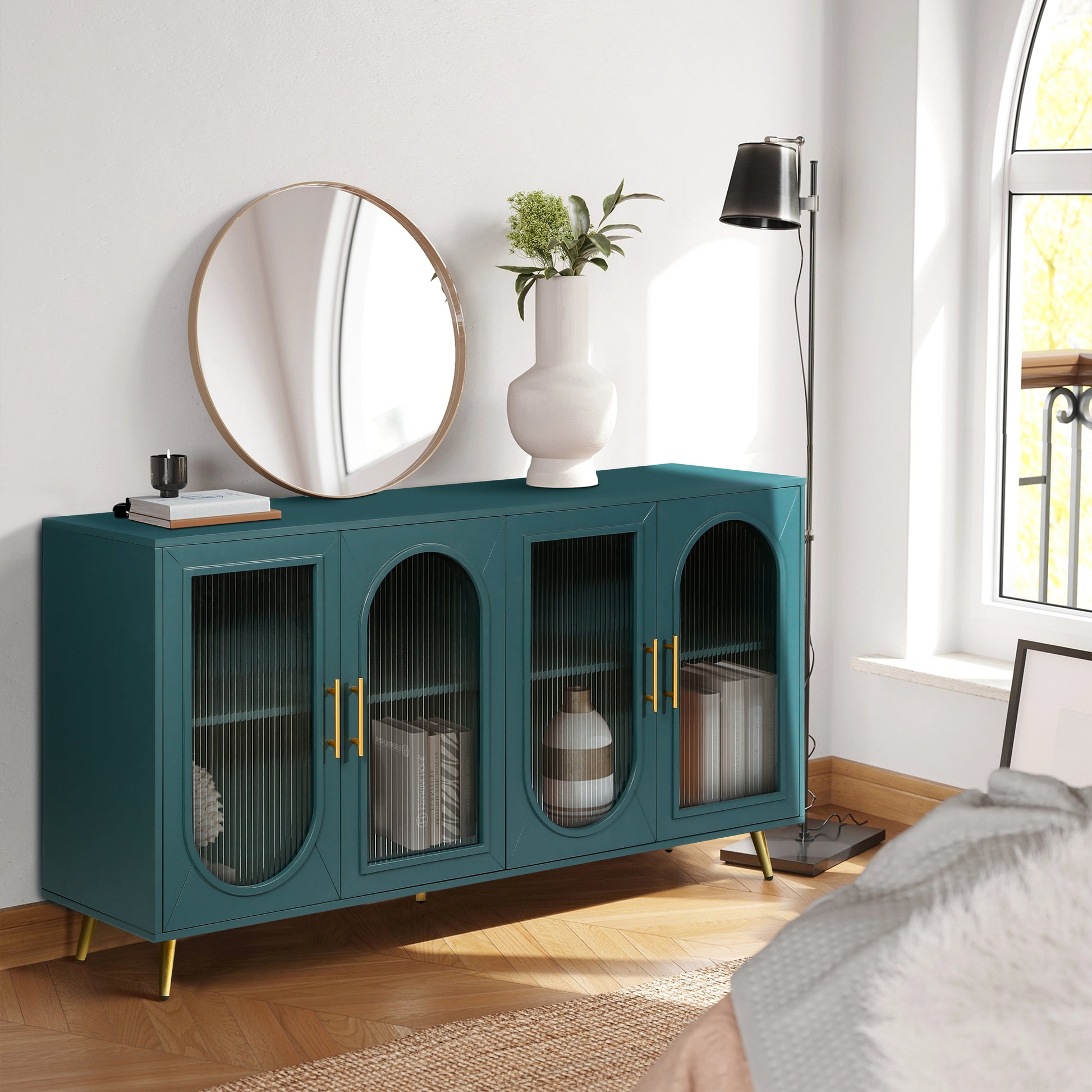 Navy Blue MDF TV Stand with Storage - 60" Media Cabinet