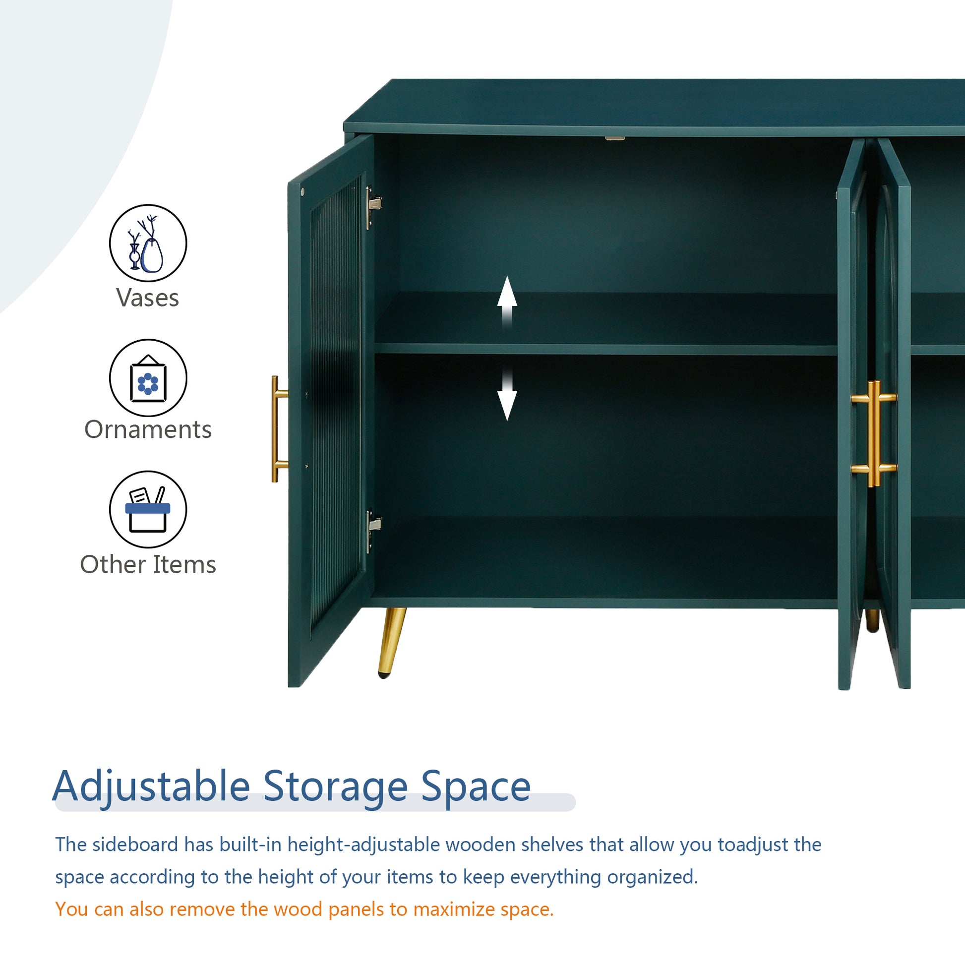Navy Blue MDF TV Stand with Storage - 60" Media Cabinet
