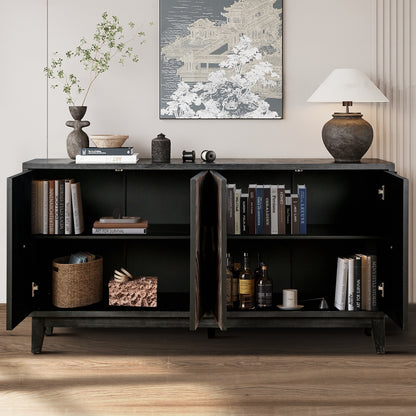 Antique Brown Buffet Cabinet - 60" Storage Sideboard for Living Room