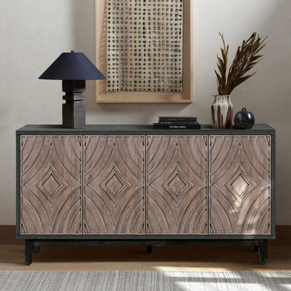Antique Brown Buffet Cabinet - 60" Storage Sideboard for Living Room