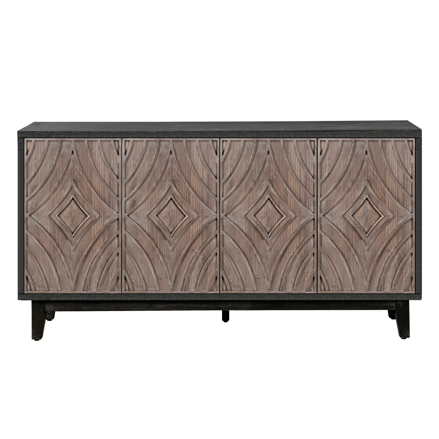 Antique Brown Buffet Cabinet - 60" Storage Sideboard for Living Room