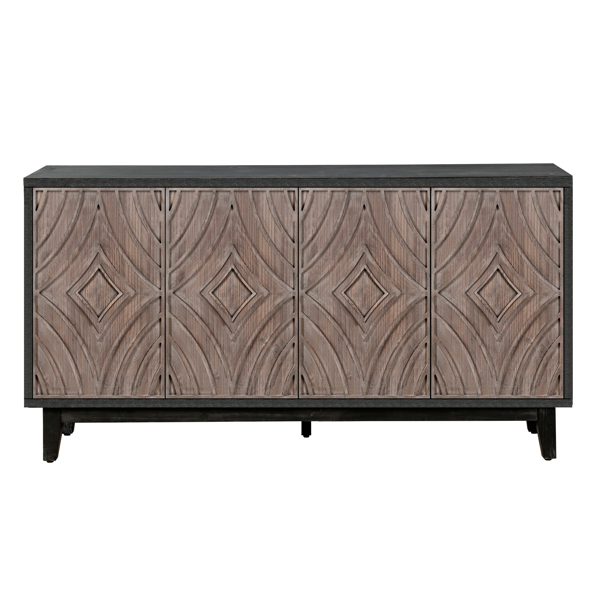 Antique Brown Buffet Cabinet - 60" Storage Sideboard for Living Room