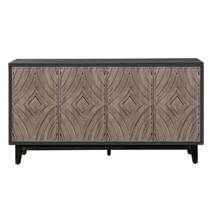 Antique Brown Buffet Cabinet - 60" Storage Sideboard for Living Room