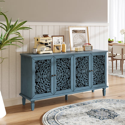Antique Blue Buffet Cabinet - 65" TV Stand Storage