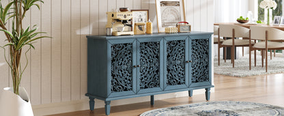 Antique Blue Buffet Cabinet - 65" TV Stand Storage