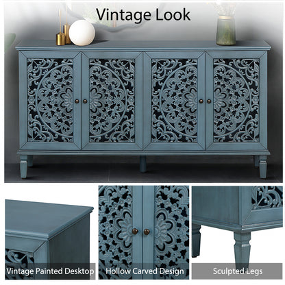 Antique Blue Buffet Cabinet - 65" TV Stand Storage